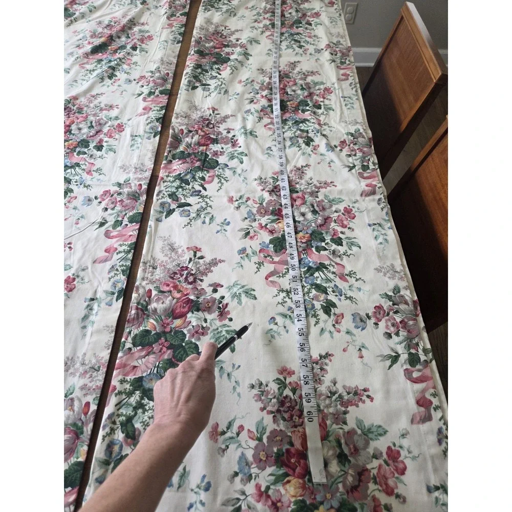 Vtg Croscill English Garden Panels Set Five Piece Curtains Valance Cottagecore